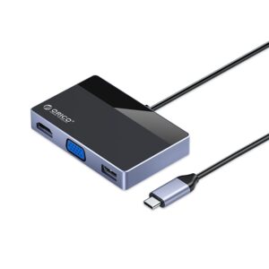 ORICO Dock Type -C 5 port with PD100W| HDMI | VGA | USB3.0 | Type-C | 3.5mm Audio Port | BK