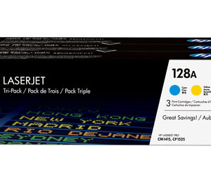 HP 128A TRIPACKTONER CARTRIDGES (CMY)
