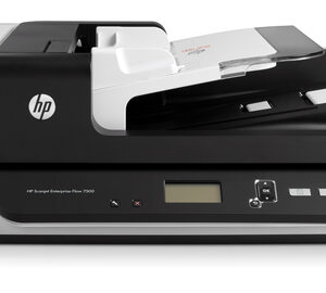 HP SCANJET ENTERPRISE FLOW 7500  FLATBED  ( REPLACES SJ 7500 ENTERPRISE)IDEAL FOR FAST WORKGROUP SCANNING THAT CAN BE INTEGRATED INTO AN EXISTING DOCUMENT MANAGEMENT SYSTEM OR OPERATE AS A STANDALONE SOLUTION.GET FAST, RELIABLE SCANNING – UP TO 50 PPM/100 IPM WITH 200 DPI IN BLACK-AND-WHITE, GREYSCALE AND COLOUR. SCAN UP TO 100 PAGES AT A TIME. SCAN BOOKS, LEDGERS, NOTES, CARDS AND MORE USING THE FLATBED SCANNER. BUILT TO HANDLE UP TO 3,000 SCANNED PAGES A DAY.